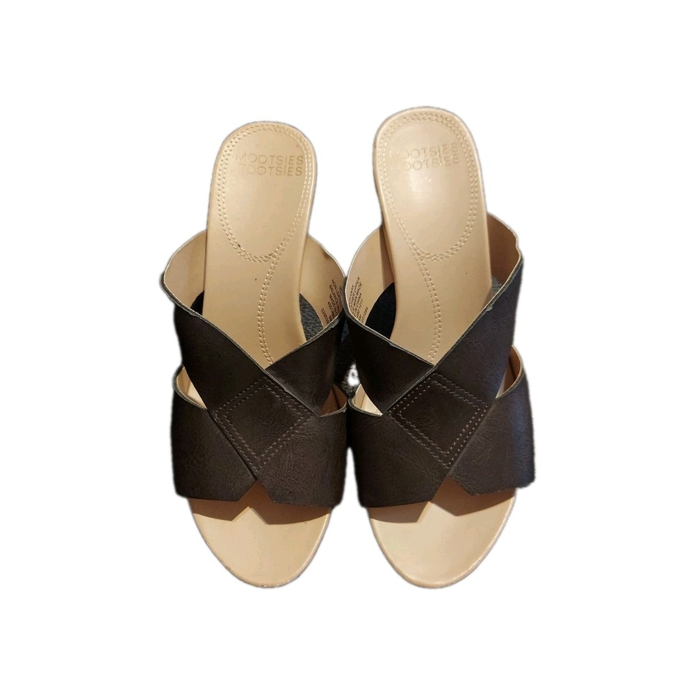 Mootsies Tootsies Moxanak Women's Size 6M Brown Faux Leather 4" Heel Sandal Boho